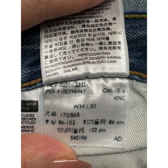 Levis Jeans Mens 34x30 Blue Straight Leg 501 XX Button Fly Medium Wash Denim - Picture 14 of 16